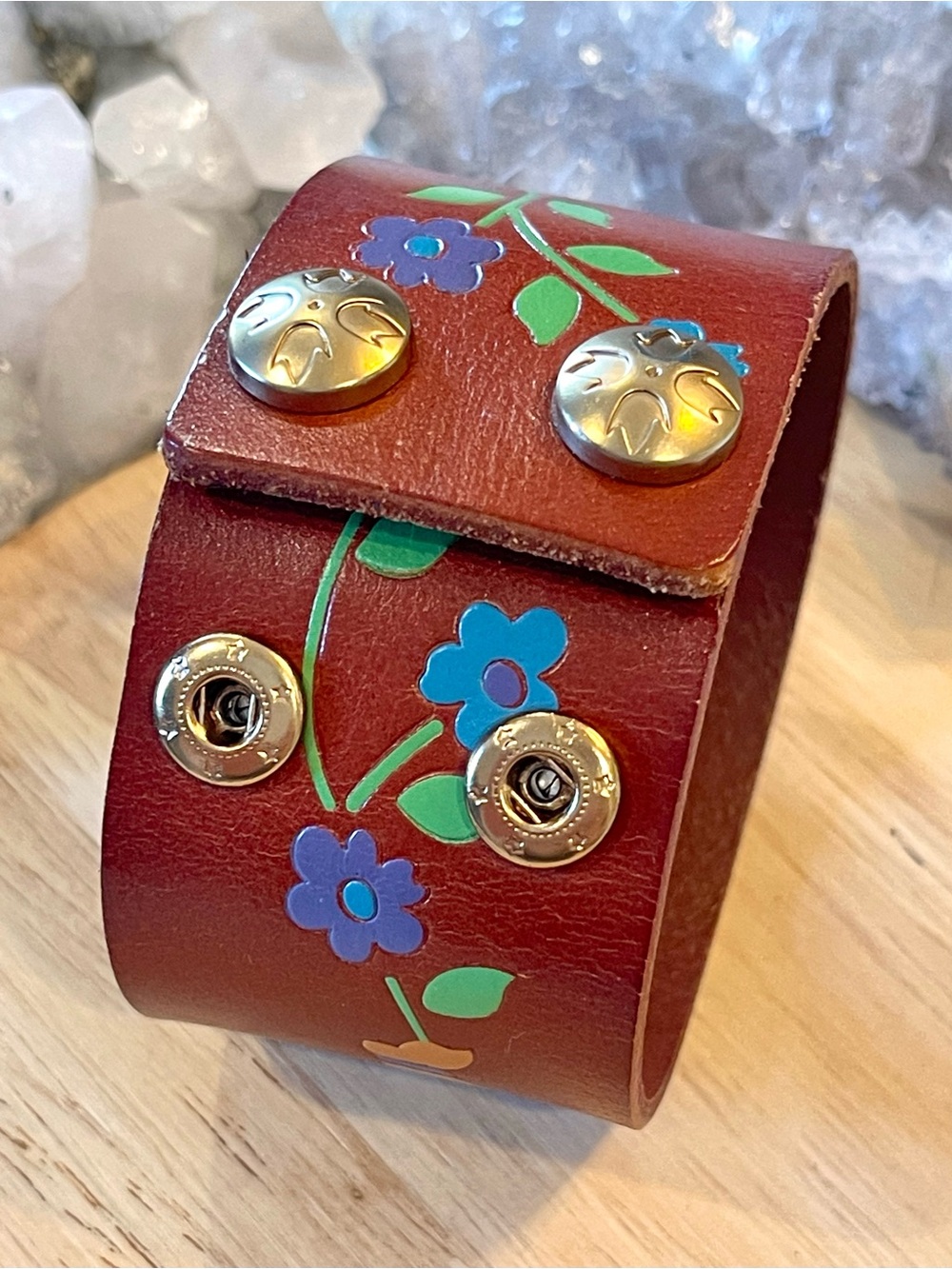 🌑NWOT Patricia Nash Floral Leather Snap Cuff Bracelet🌑 - Picture 3 of 7